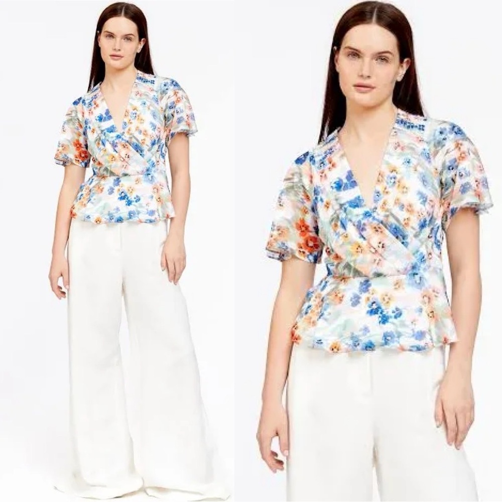 Tanya Taylor Bea Floral Peplum Top